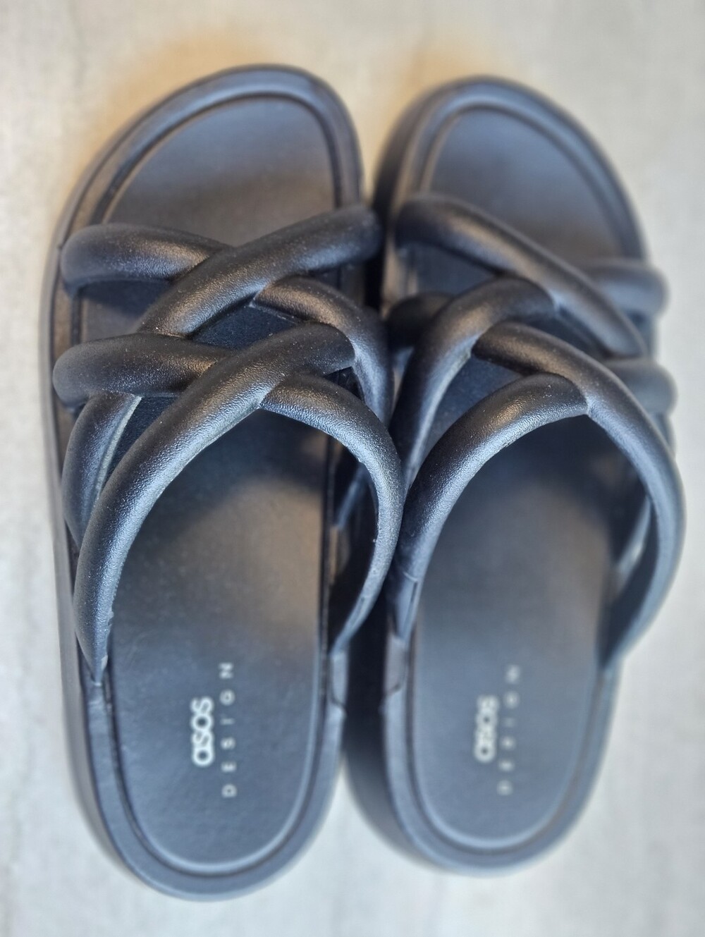 ASOS Black Padded Crossover Slide Sandals
